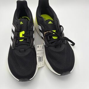 Adidas Black and White Running Shoes with Neon Highlights